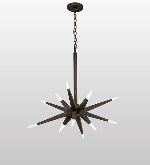 Meyda Lighting Hickory Treasures 38" 12-Light LED Toasted Chestnut Pendant Light With Crystal Idalight Shade