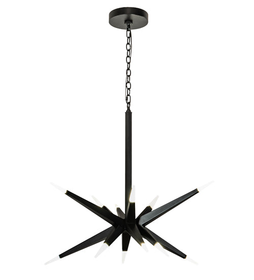 Meyda Lighting Hickory Treasures 38" 12-Light Solar Black Pendant Light With Contrail Mist Idalight Shade