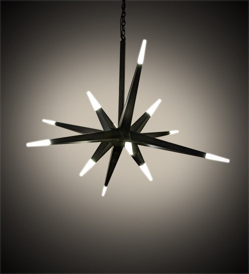 Meyda Lighting Hickory Treasures 38" 12-Light Solar Black Pendant Light With Contrail Mist Idalight Shade