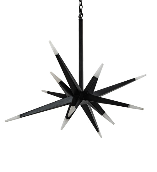 Meyda Lighting Hickory Treasures 38" 12-Light Solar Black Pendant Light With Contrail Mist Idalight Shade