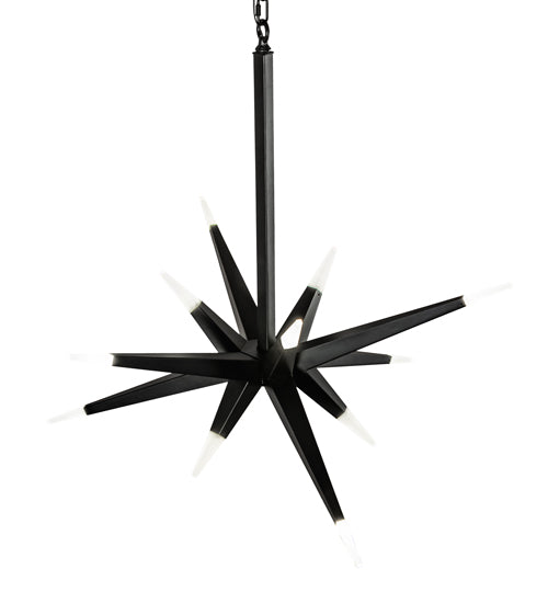 Meyda Lighting Hickory Treasures 38" 12-Light Solar Black Pendant Light With Contrail Mist Idalight Shade