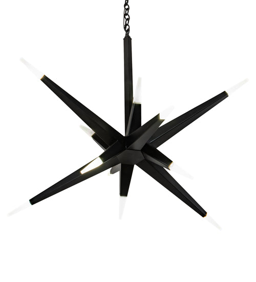 Meyda Lighting Hickory Treasures 38" 12-Light Solar Black Pendant Light With Contrail Mist Idalight Shade