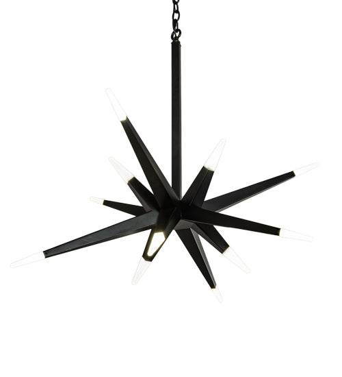 Meyda Lighting Hickory Treasures 38" 12-Light Solar Black Pendant Light With Contrail Mist Idalight Shade