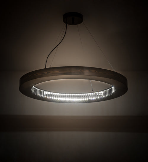 Meyda Lighting Hickory Treasures 40" LED Armoire Hickory Pendant Light With Clear Baguette Shade