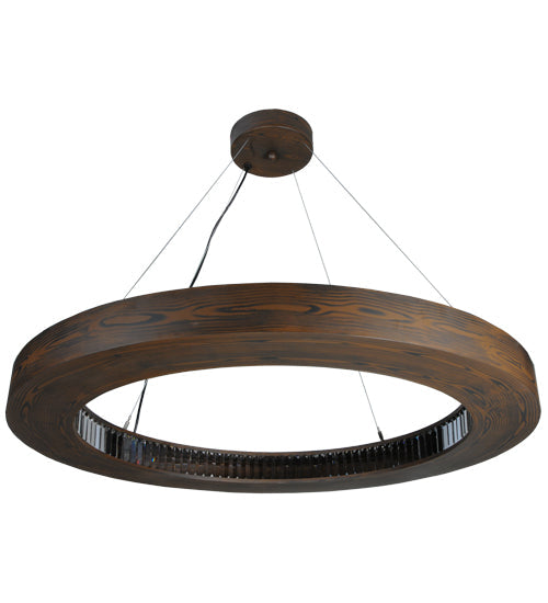 Meyda Lighting Hickory Treasures 40" LED Armoire Hickory Pendant Light With Clear Baguette Shade