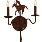Meyda Lighting High Plains Rider 13" 2-Light Rusty Nail Wall Sconce With Faux Candlelight