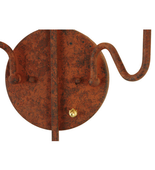 Meyda Lighting High Plains Rider 13" 2-Light Rusty Nail Wall Sconce With Faux Candlelight