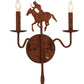 Meyda Lighting High Plains Rider 13" 2-Light Rusty Nail Wall Sconce With Faux Candlelight