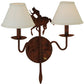 Meyda Lighting High Plains Rider 18" 2-Light Rusty Nail Wall Sconce With White Natural Linen Shade