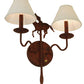 Meyda Lighting High Plains Rider 18" 2-Light Rusty Nail Wall Sconce With White Natural Linen Shade