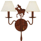 Meyda Lighting High Plains Rider 18" 2-Light Rusty Nail Wall Sconce With White Natural Linen Shade