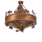 Meyda Lighting High Plains Rider and The Herd 240499 36" 5-Light Rust Pendant Light With Amber Mica Shade Glass