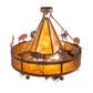 Meyda Lighting High Plains Rider and The Herd 240499 36" 5-Light Rust Pendant Light With Amber Mica Shade Glass