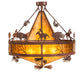 Meyda Lighting High Plains Rider and The Herd 240499 36" 5-Light Rust Pendant Light With Amber Mica Shade Glass