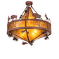 Meyda Lighting High Plains Rider and The Herd 240499 36" 5-Light Rust Pendant Light With Amber Mica Shade Glass