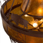 Meyda Lighting High Plains Rider and The Herd 36" 5-Light Rust Pendant Light With Amber Mica Shade Glass