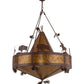Meyda Lighting High Plains Rider and The Herd 36" 5-Light Rust Pendant Light With Amber Mica Shade Glass