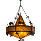 Meyda Lighting High Plains Rider and The Herd 36" 5-Light Rust Pendant Light With Amber Mica Shade Glass