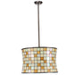 Meyda Lighting Hilton Barrel 20" 4-Light Craftsman Brown Pendant Light With Beige & Honey Art Shade Glass