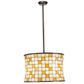 Meyda Lighting Hilton Barrel 20" 4-Light Craftsman Brown Pendant Light With Beige & Honey Art Shade Glass