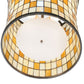 Meyda Lighting Hilton Barrel 20" 4-Light Craftsman Brown Pendant Light With Beige & Honey Art Shade Glass