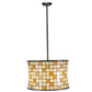 Meyda Lighting Hilton Barrel 20" 4-Light Craftsman Brown Pendant Light With Beige & Honey Art Shade Glass