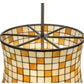 Meyda Lighting Hilton Barrel 20" 4-Light Craftsman Brown Pendant Light With Beige & Honey Art Shade Glass