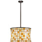 Meyda Lighting Hilton Barrel 20" 4-Light Craftsman Brown Pendant Light With Beige & Honey Art Shade Glass