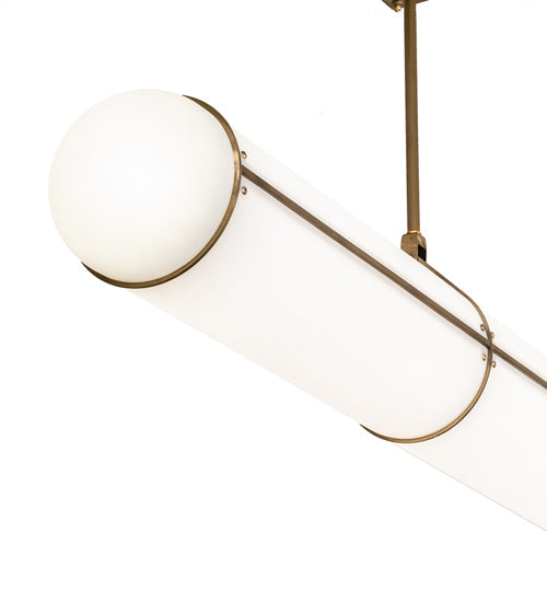 Meyda Lighting Hodiak 95" LED Brass Island Pendant Light With White Statuario Shade