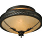 Meyda Lighting Hoja 15" 2-Light French Bronze Semi-flush Mount Ceiling Light With Sahara Taupe Idalight Shade