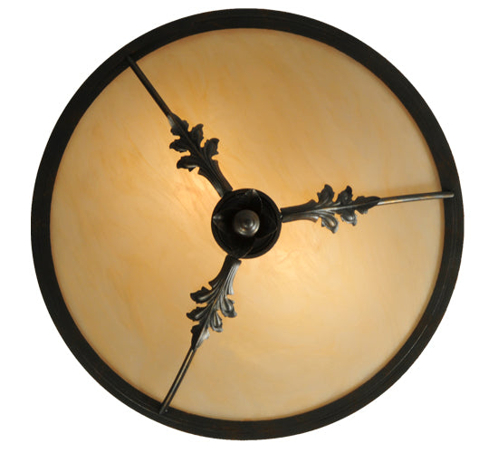 Meyda Lighting Hoja 15" 2-Light French Bronze Semi-flush Mount Ceiling Light With Sahara Taupe Idalight Shade