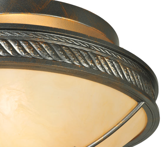 Meyda Lighting Hoja 15" 2-Light French Bronze Semi-flush Mount Ceiling Light With Sahara Taupe Idalight Shade