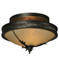 Meyda Lighting Hoja 15" 2-Light French Bronze Semi-flush Mount Ceiling Light With Sahara Taupe Idalight Shade