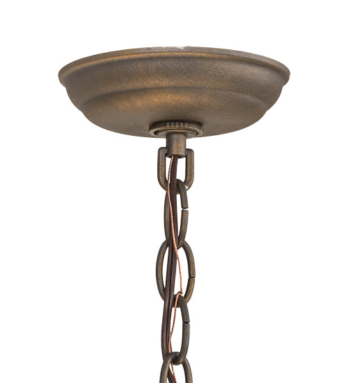 Meyda Lighting Hoja 15" 3-Light French Bronze Inverted Pendant Light With Sahara Taupe Idalight Shade