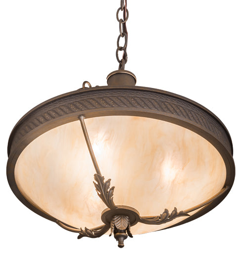 Meyda Lighting Hoja 15" 3-Light French Bronze Inverted Pendant Light With Sahara Taupe Idalight Shade