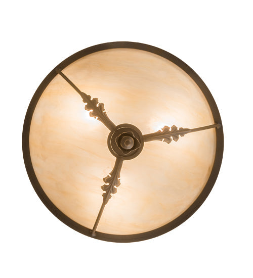 Meyda Lighting Hoja 15" 3-Light French Bronze Inverted Pendant Light With Sahara Taupe Idalight Shade