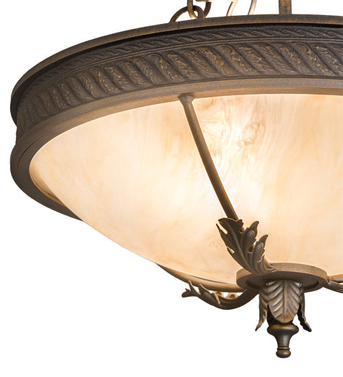 Meyda Lighting Hoja 15" 3-Light French Bronze Inverted Pendant Light With Sahara Taupe Idalight Shade