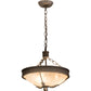 Meyda Lighting Hoja 15" 3-Light French Bronze Inverted Pendant Light With Sahara Taupe Idalight Shade
