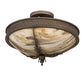 Meyda Lighting Hoja 15" 3-Light French Bronze Semi-flush Mount Light With Travertine Idalight Shade