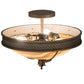 Meyda Lighting Hoja 15" 3-Light French Bronze Semi-flush Mount Light With Travertine Idalight Shade