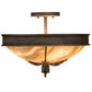 Meyda Lighting Hoja 15" 3-Light French Bronze Semi-flush Mount Light With Travertine Idalight Shade