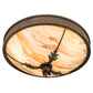 Meyda Lighting Hoja 15" 3-Light French Bronze Semi-flush Mount Light With Travertine Idalight Shade