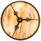Meyda Lighting Hoja 15" 3-Light French Bronze Semi-flush Mount Light With Travertine Idalight Shade