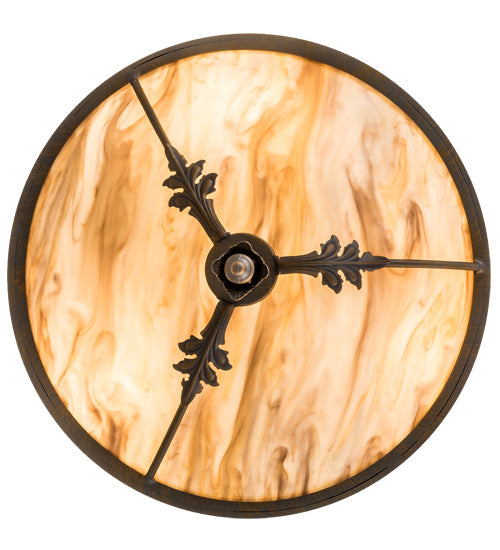 Meyda Lighting Hoja 15" 3-Light French Bronze Semi-flush Mount Light With Travertine Idalight Shade
