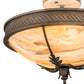 Meyda Lighting Hoja 15" 3-Light French Bronze Semi-flush Mount Light With Travertine Idalight Shade