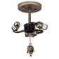 Meyda Lighting Hoja 15" 3-Light French Bronze Semi-flush Mount Light With Travertine Idalight Shade