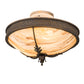 Meyda Lighting Hoja 15" 3-Light French Bronze Semi-flush Mount Light With Travertine Idalight Shade