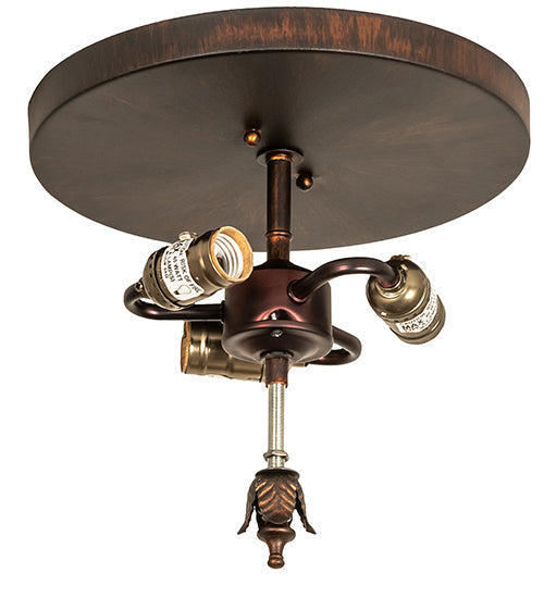 Meyda Lighting Hoja 15" 3-Light Rokusho Semi-flush Mount Light With Beige Travertine Idalight Shade