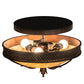 Meyda Lighting Hoja 15" 3-Light Rokusho Semi-flush Mount Light With Beige Travertine Idalight Shade