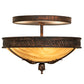 Meyda Lighting Hoja 15" 3-Light Rokusho Semi-flush Mount Light With Beige Travertine Idalight Shade